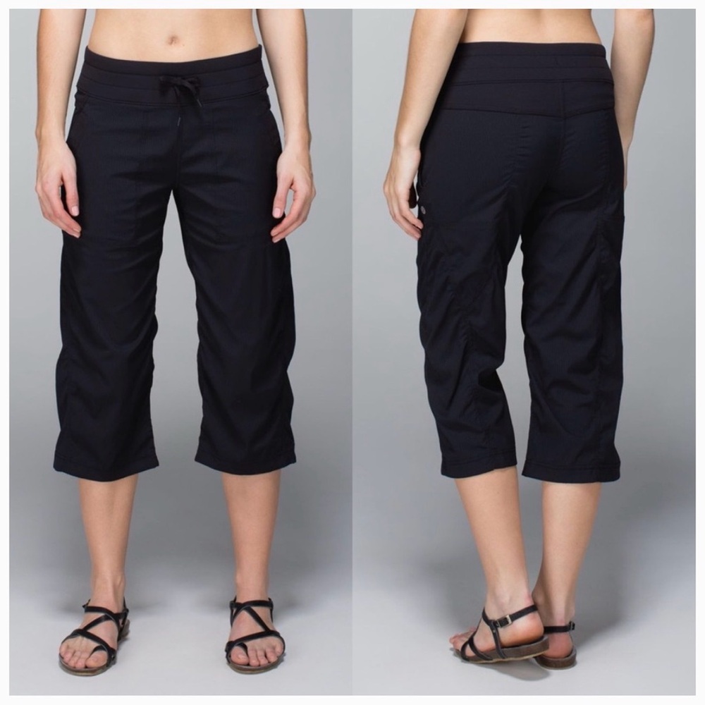 lululemon athletica Black Cropped Drawstring Capris